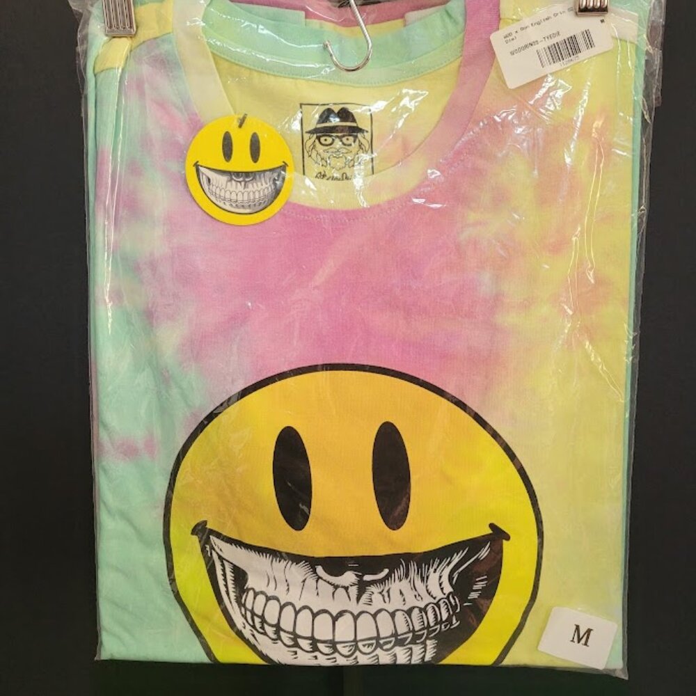 Ron English Pop-Aganda Grin Rainbow Tie Dye Smiley Face Tshirt Sz M.        T012